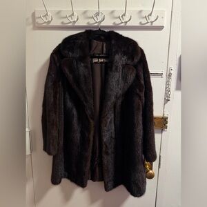 Elegant Mink Brown Real Fur Coat